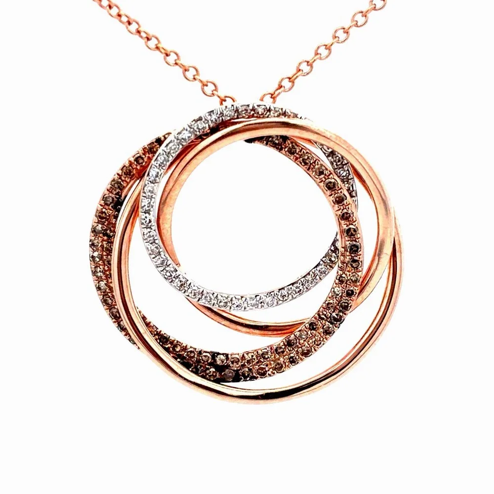 EFFY 14K Rose Gold Pave Diamond Intertwined Multi Circle Infinity Necklace